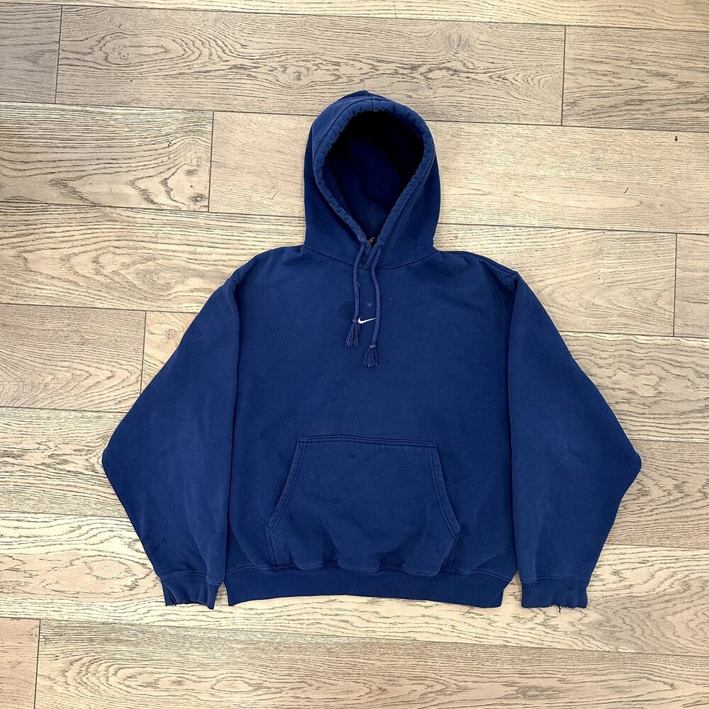 Nike Center Check Vintage Hoodie Travis Scott Thrashed Men L Blue 90s